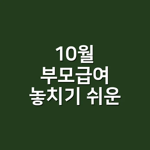 10월 부모급여 놓치기 쉬운 5가지 조건 - 요약