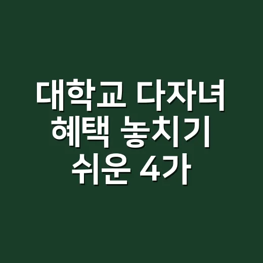 대학교 다자녀 혜택 놓치기 쉬운 4가지 조건 - 요약