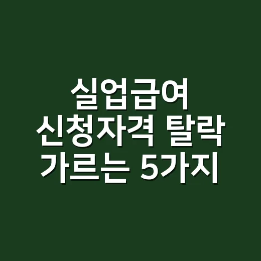 실업급여 신청자격 탈락 가르는 5가지 조건 - 요약