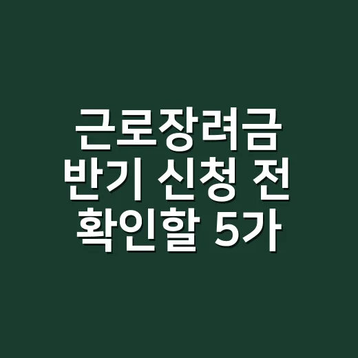 근로장려금 반기 신청 전 확인할 5가지 조건 - 요약