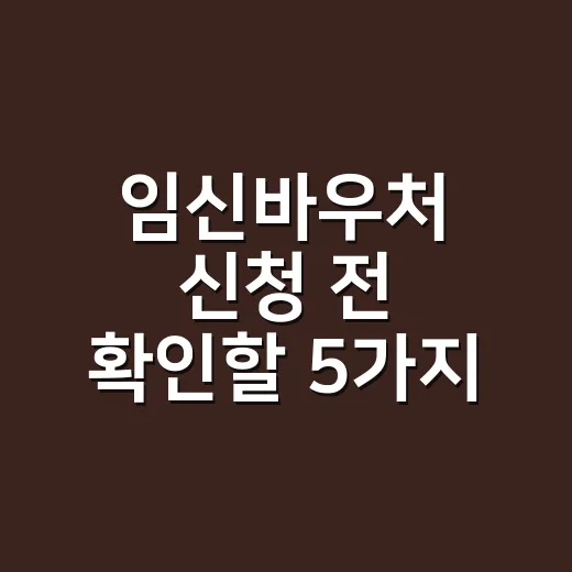 임신바우처 신청 전 확인할 5가지 조건 - 요약