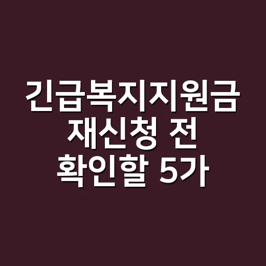 긴급복지지원금 재신청 전 확인할 5가지 - 요약