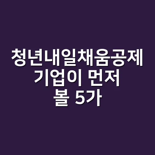 청년내일채움공제 기업이 먼저 볼 5가지 조건 - 요약