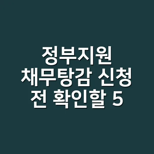 정부지원 채무탕감 신청 전 확인할 5가지 - 요약