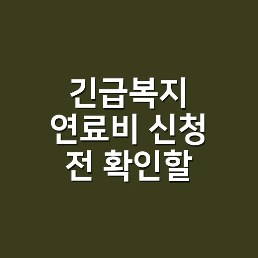 긴급복지 연료비 신청 전 확인할 5가지 조건 - 요약