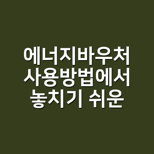 에너지바우처 사용방법에서 놓치기 쉬운 5가지 - 요약