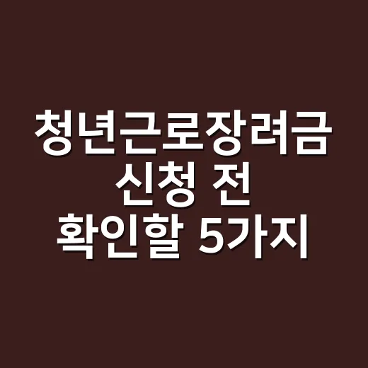청년근로장려금 신청 전 확인할 5가지 조건 - 요약