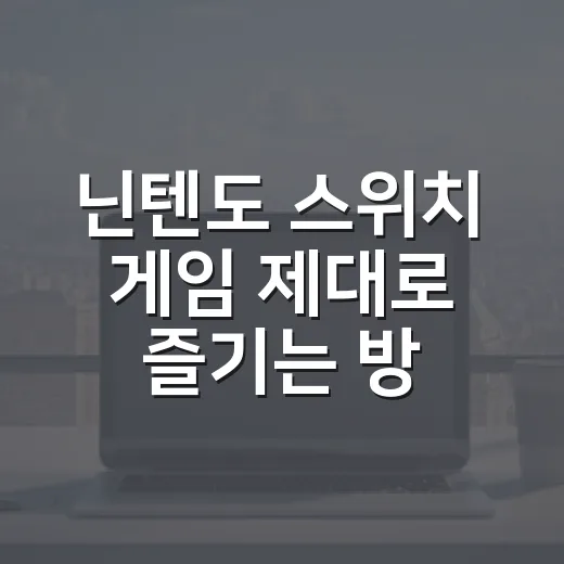 닌텐도 스위치 게임 제대로 즐기는 방법 - 요약