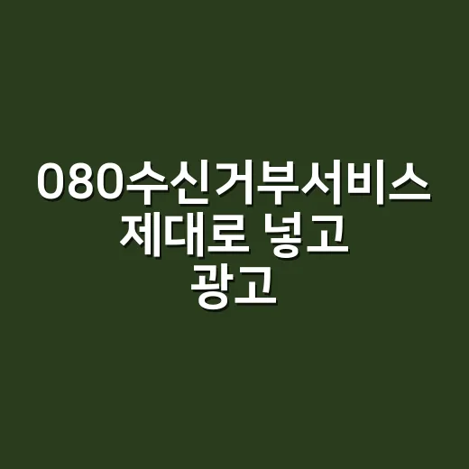 080수신거부서비스 제대로 넣고 광고문자 보내는 방법 - 요약