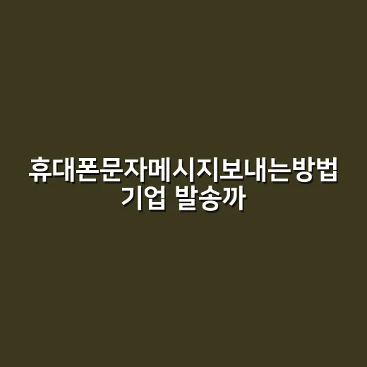 휴대폰문자메시지보내는방법 기업 발송까지 익히기 - 요약