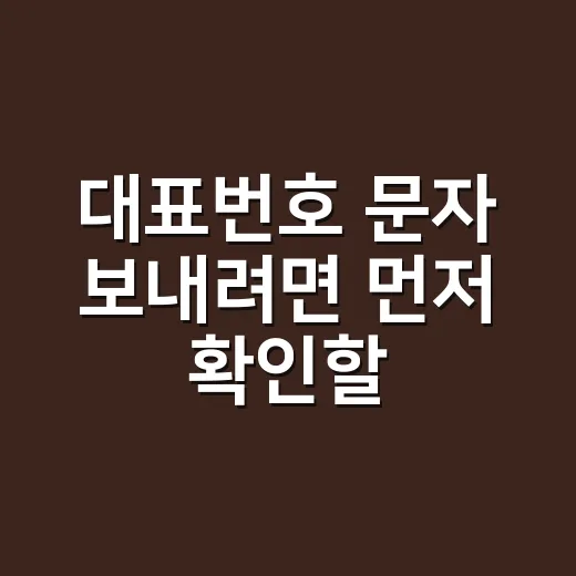 대표번호 문자 보내려면 먼저 확인할 것들 - 요약