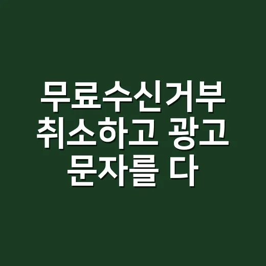 무료수신거부 취소하고 광고 문자를 다시 받는 방법 - 요약