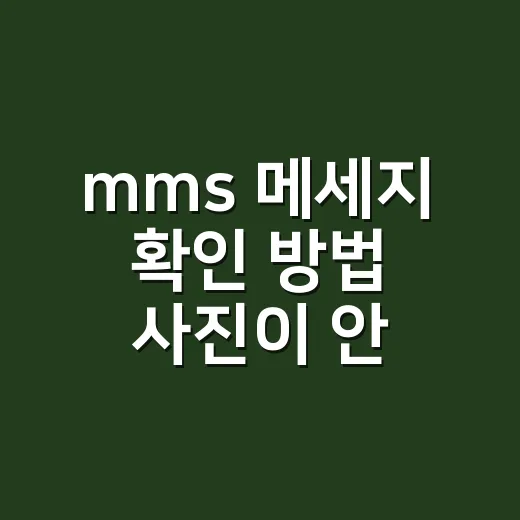 mms 메세지 확인 방법 사진이 안 열릴 때까지 - 요약