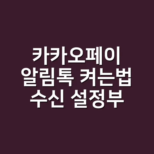카카오페이 알림톡 켜는법 수신 설정부터 확인하세요 - 요약