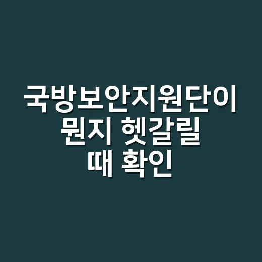국방보안지원단이 뭔지 헷갈릴 때 확인하는 방법 - 요약