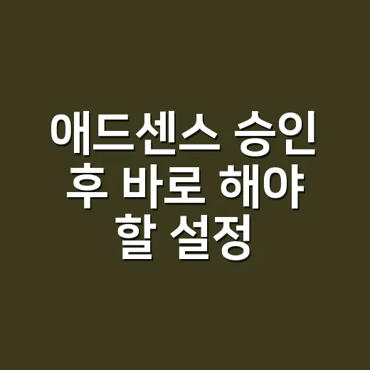 애드센스 승인 후 바로 해야 할 설정 방법 - 요약
