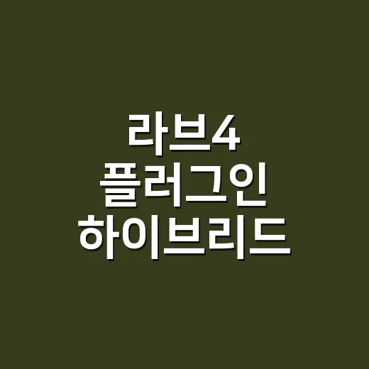 라브4 플러그인 하이브리드 고르는 방법 - 요약