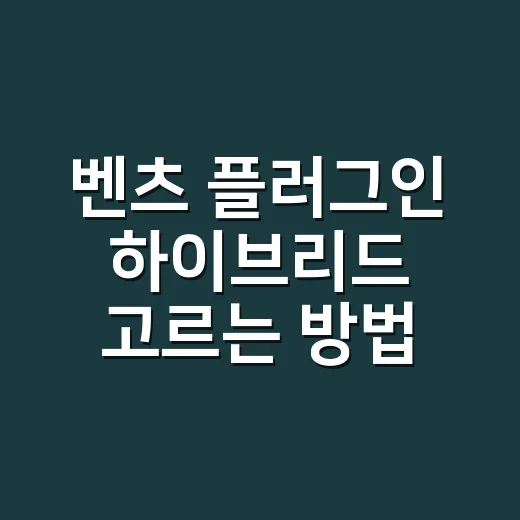 벤츠 플러그인 하이브리드 고르는 방법 - 요약