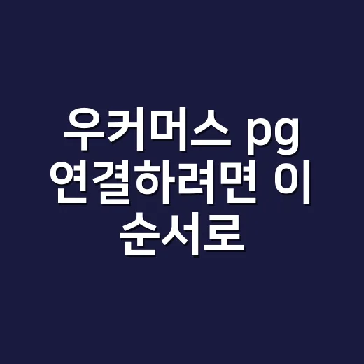 우커머스 pg 연결하려면 이 순서로 설정하세요 - 요약