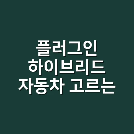 플러그인 하이브리드 자동차 고르는 방법 - 요약