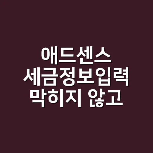 애드센스 세금정보입력 막히지 않고 끝내는 방법 - 요약