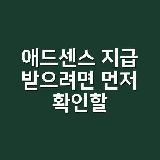 애드센스 지급 받으려면 먼저 확인할 것 - 요약