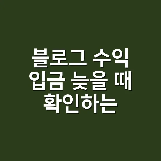 블로그 수익 입금 늦을 때 확인하는 방법 - 요약