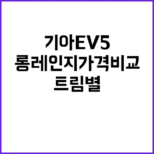 기아 EV5 롱레인지 가격비교 하는 방법, 트림별로 이렇게 보면 쉽습니다 - 요약