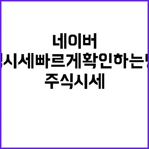 네이버주식시세 빠르게 확인하는 방법, 초보자도 이렇게 보면 편합니다 - 요약
