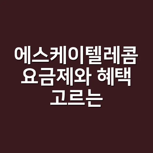 에스케이텔레콤 요금제와 혜택 고르는 방법 - 요약