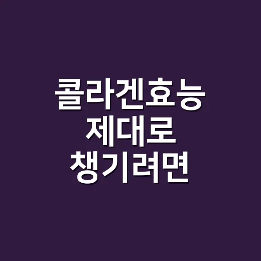 콜라겐효능 제대로 챙기려면 이렇게 고르세요 - 요약