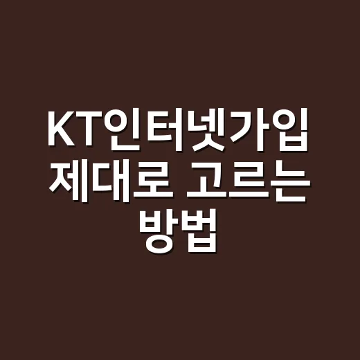 KT인터넷가입 제대로 고르는 방법, 속도부터 사은품까지 체크하기 - 요약