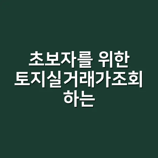 초보자를 위한 토지실거래가조회 하는 방법 - 요약