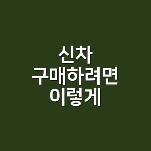 신차 구매하려면 이렇게 준비하세요: 초보자를 위한 실속 체크 방법 - 요약