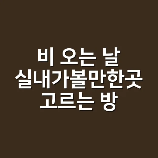 비 오는 날 실내가볼만한곳 고르는 방법, 실패 줄이는 코스 짜기 - 요약