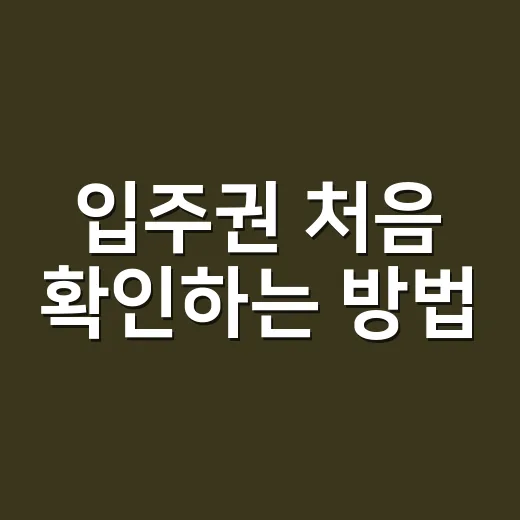 입주권 처음 확인하는 방법, 헷갈리는 포인트는 이렇게 보면 됩니다 - 요약
