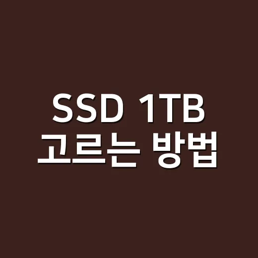 SSD 1TB 고르는 방법, 초보자도 후회 줄이는 기준 - 요약