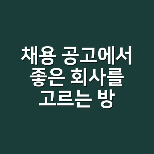 채용 공고에서 좋은 회사를 고르는 방법, 초보자도 놓치지 말아야 할 기준 - 요약