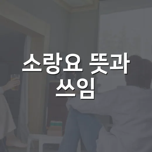 소랑요 뜻과 쓰임, 처음 들었을 때 자연스럽게 이해하는 방법 - 요약