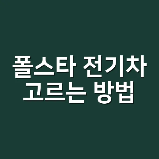 폴스타 전기차 고르는 방법, 모델별 차이를 쉽게 보는 법 - 요약