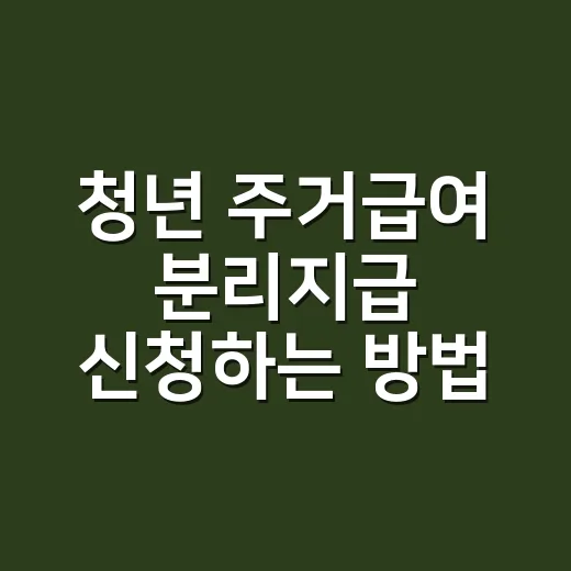 청년 주거급여 분리지급 신청하는 방법, 독립했다면 이렇게 챙기세요 - 요약