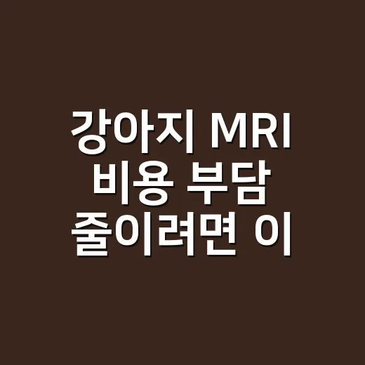 강아지 MRI 비용 부담 줄이려면 이렇게 확인하세요