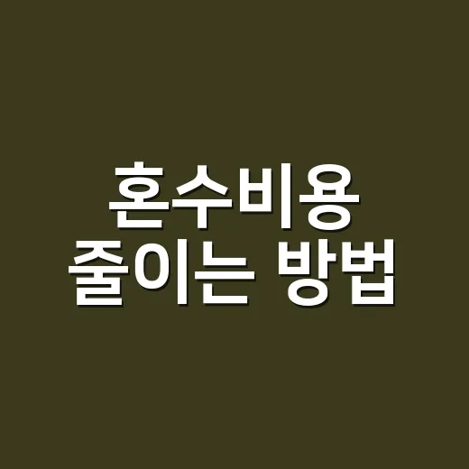혼수비용 줄이는 방법, 처음 예산 잡을 때 이렇게 나눠보세요