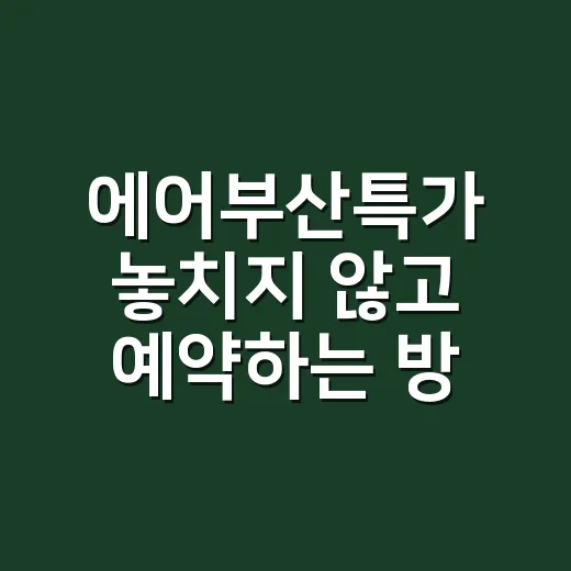 에어부산특가 놓치지 않고 예약하는 방법 - 요약
