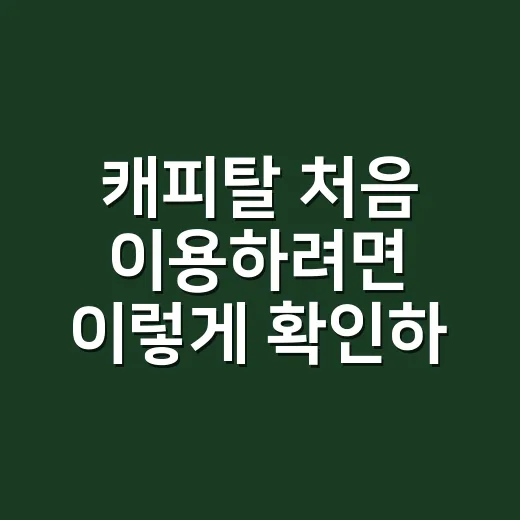 캐피탈 처음 이용하려면 이렇게 확인하는 방법 - 요약