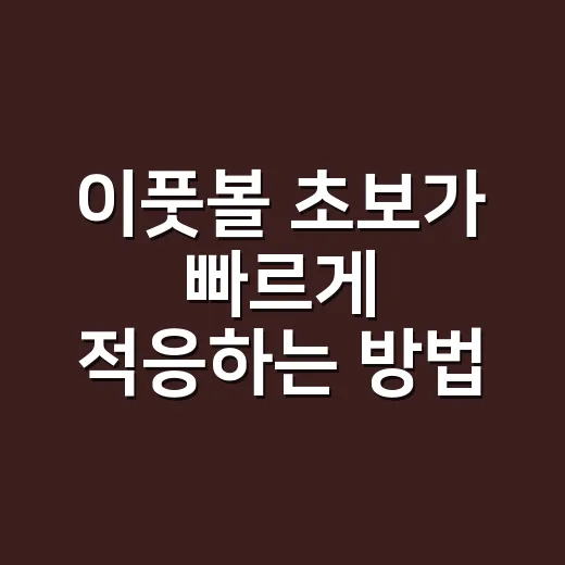 이풋볼 초보가 빠르게 적응하는 방법 - 요약
