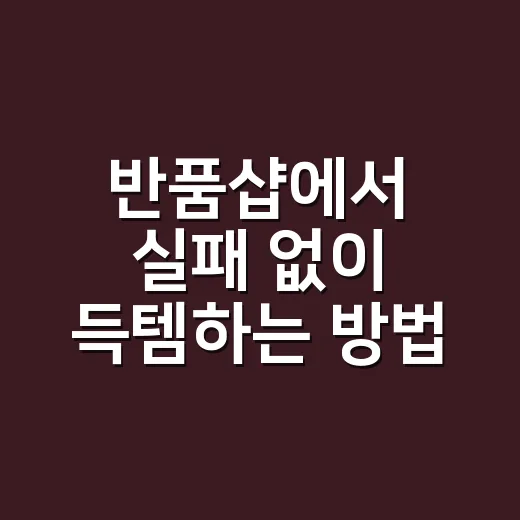 반품샵에서 실패 없이 득템하는 방법 - 요약