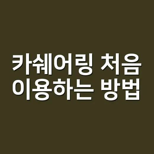 카쉐어링 처음 이용하는 방법, 비용 아끼려면 이렇게 보면 됩니다 - 요약