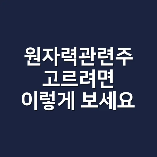 원자력관련주 고르려면 이렇게 보세요: 초보자를 위한 체크 방법 - 요약