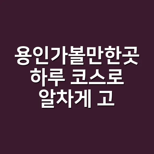용인가볼만한곳 하루 코스로 알차게 고르는 방법 - 요약